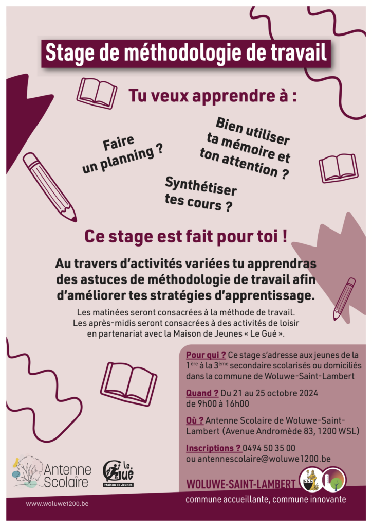 Affiche stage de méthodologie de travail